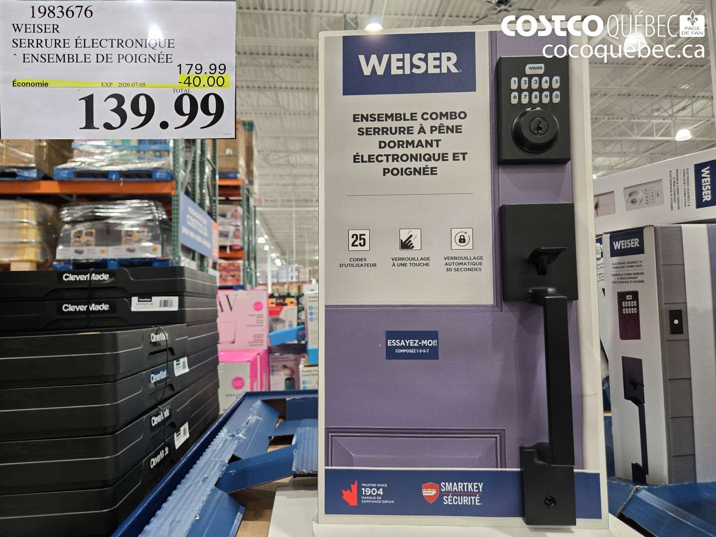 1983676 WEISER SERRURE ÉLECTRONIQUE ($40.00 INSTANT SAVINGS EXPIRES ON 2026-07-05) $139.99