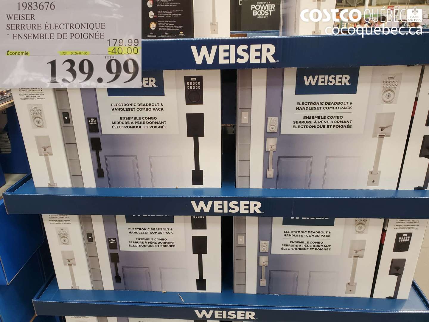 1983676 WEISER SERRURE ÉLECTRONIQUE ENSEMBLE DE POIGNÉE ($40.00 INSTANT SAVINGS EXPIRES ON 2026-07-05) $139.99