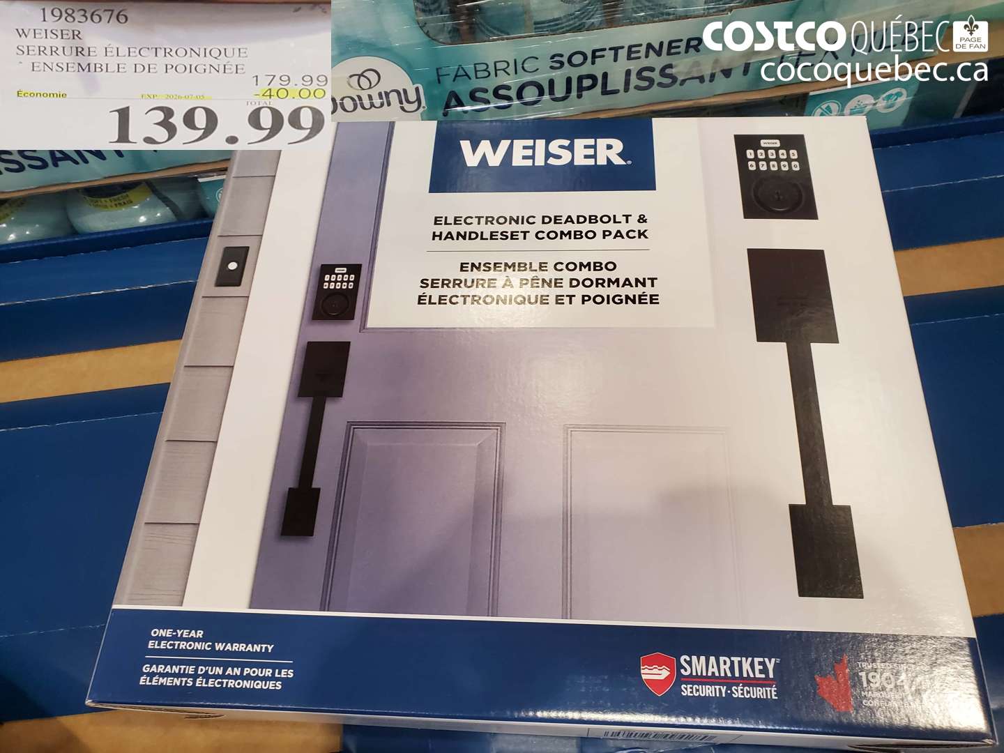 1983676 WEISER SERRURE ÉLECTRONIQUE ENSEMBLE DE POIGNÉE ($40.00 INSTANT SAVINGS EXPIRES ON 2026-07-05) $139.99