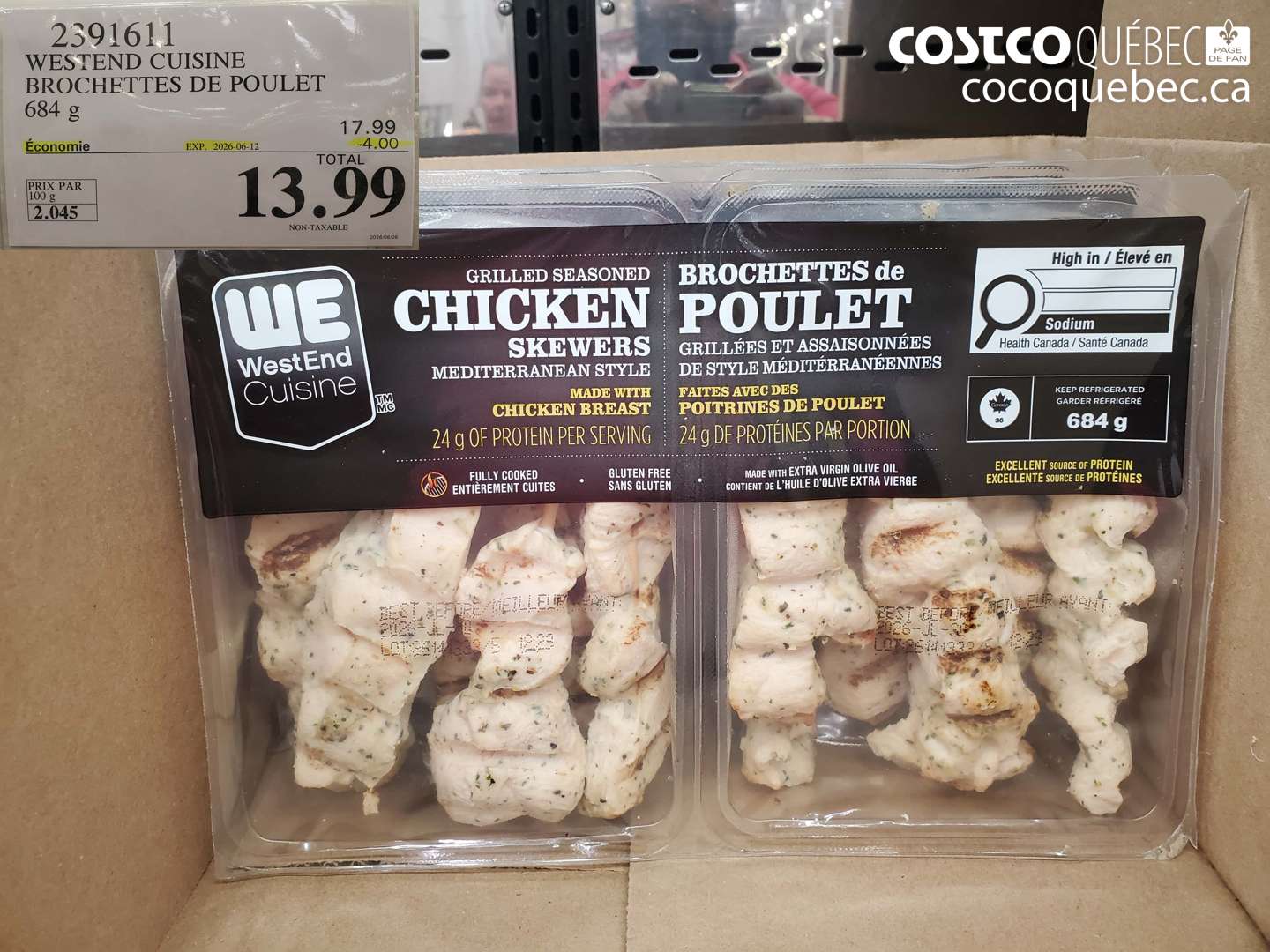 2391611 WESTEND CUISINE BROCHETTES DE POULET 684 G ($4.00 INSTANT SAVINGS EXPIRES ON 2026-06-12) $13.99