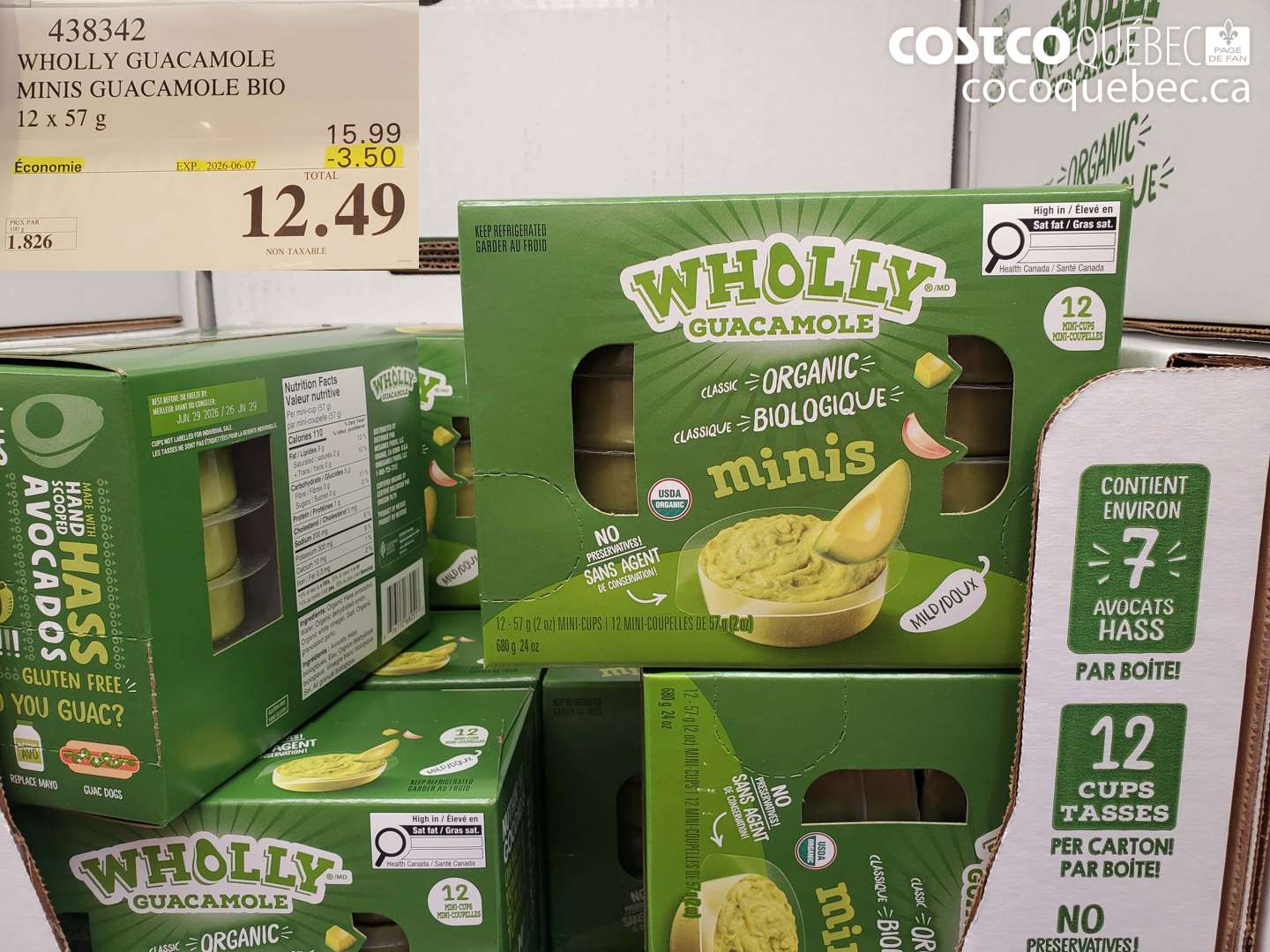 438342 WHOLLY GUACAMOLE MINIS GUACAMOLE BIO 12 x 57 g ($3.50 INSTANT SAVINGS EXPIRES ON 2026-06-07) $12.49