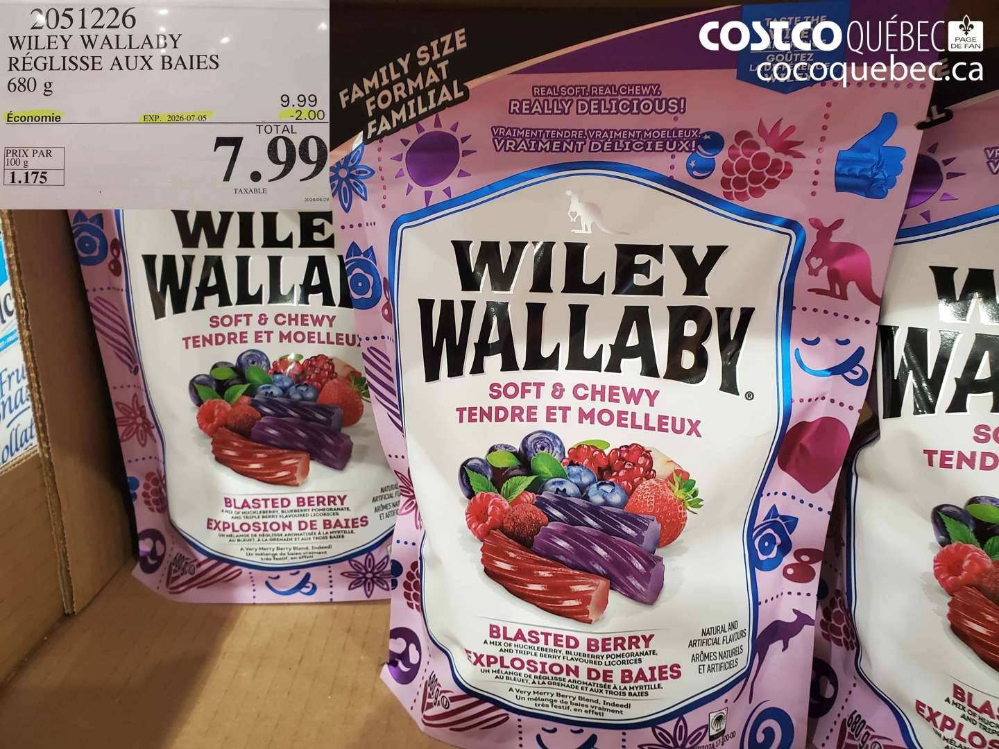 2051226 WILEY WALLABY RÉGLISSE AUX BAIES 680 G ($2.00 INSTANT SAVINGS EXPIRES ON 2026-07-05) $7.99