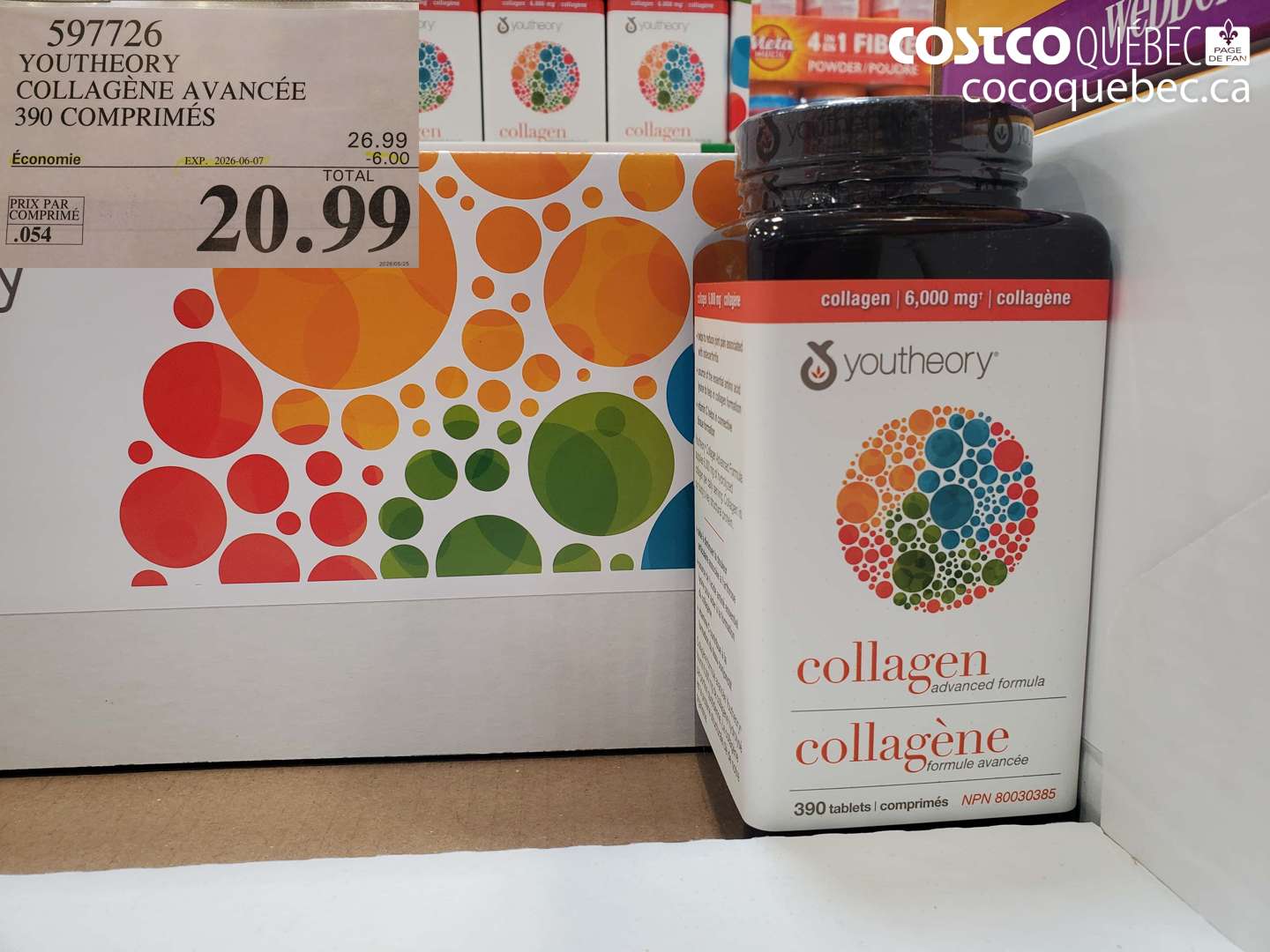 597726 YOUTHEORY COLLAGÈNE AVANCÉE 390 COMPRIMÉS ($6.00 INSTANT SAVINGS EXPIRES ON 2026-06-07) $20.99