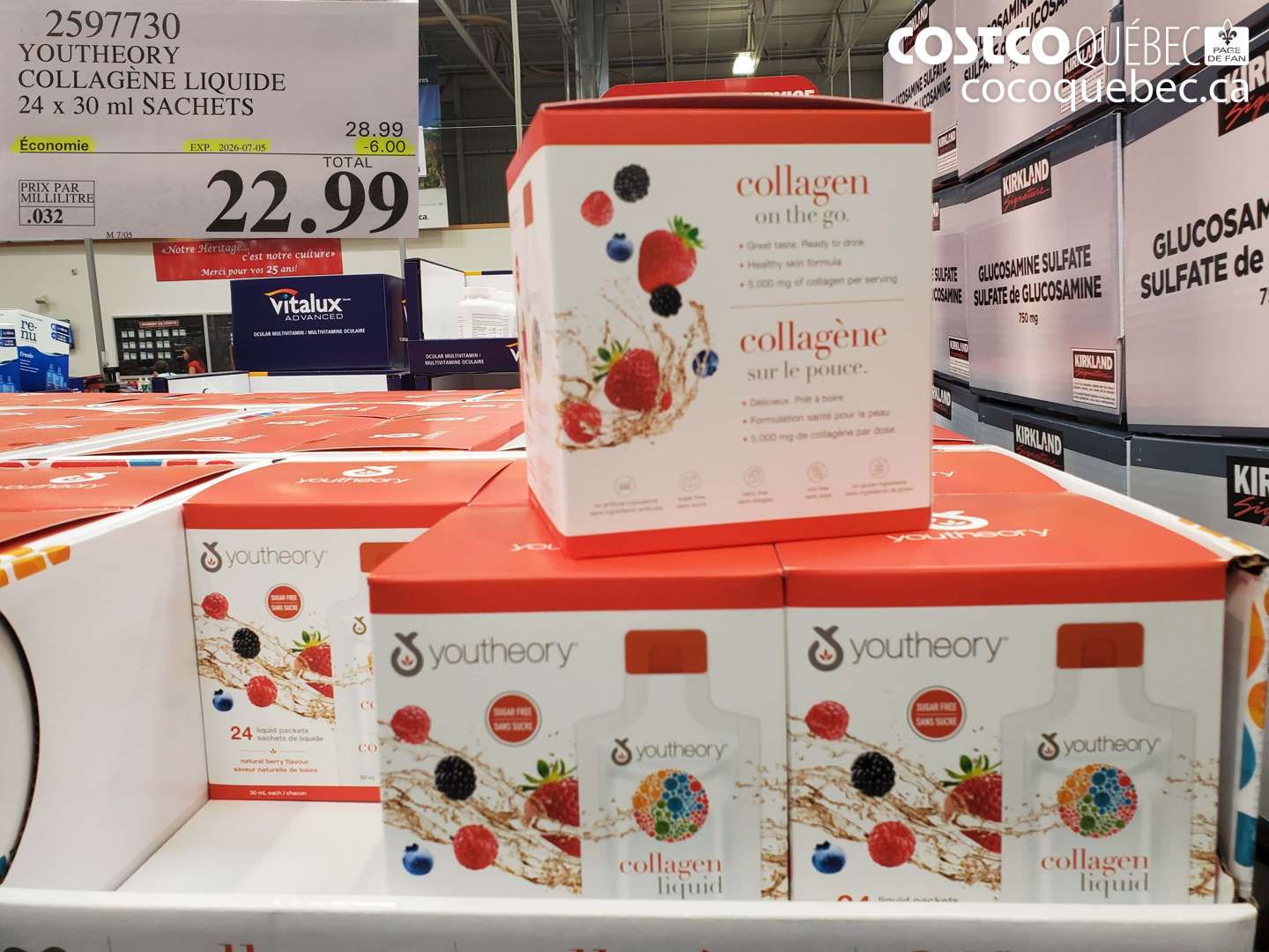 2597730 YOUTHEORY COLLAGÈNE LIQUIDE 24 X 30 ML SACHETS ($6.00 INSTANT SAVINGS EXPIRES ON 2026-07-05) $22.99