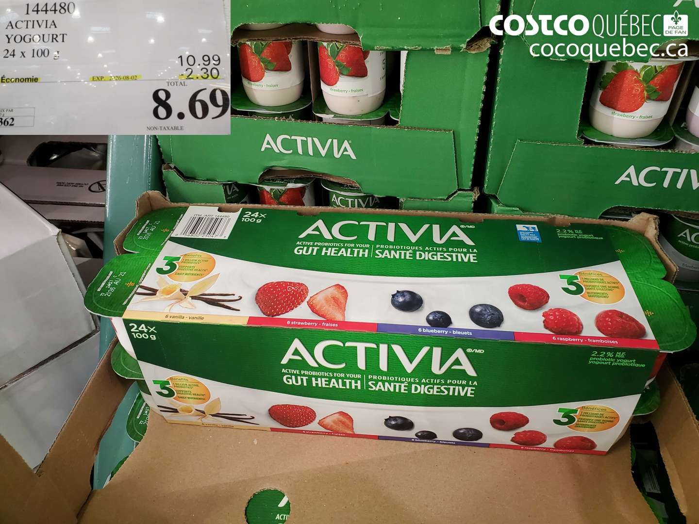 144480 ACTIVIA YOGOURT 24 X 100 G ($2.30 INSTANT SAVINGS EXPIRES ON 2026-08-02) $8.69