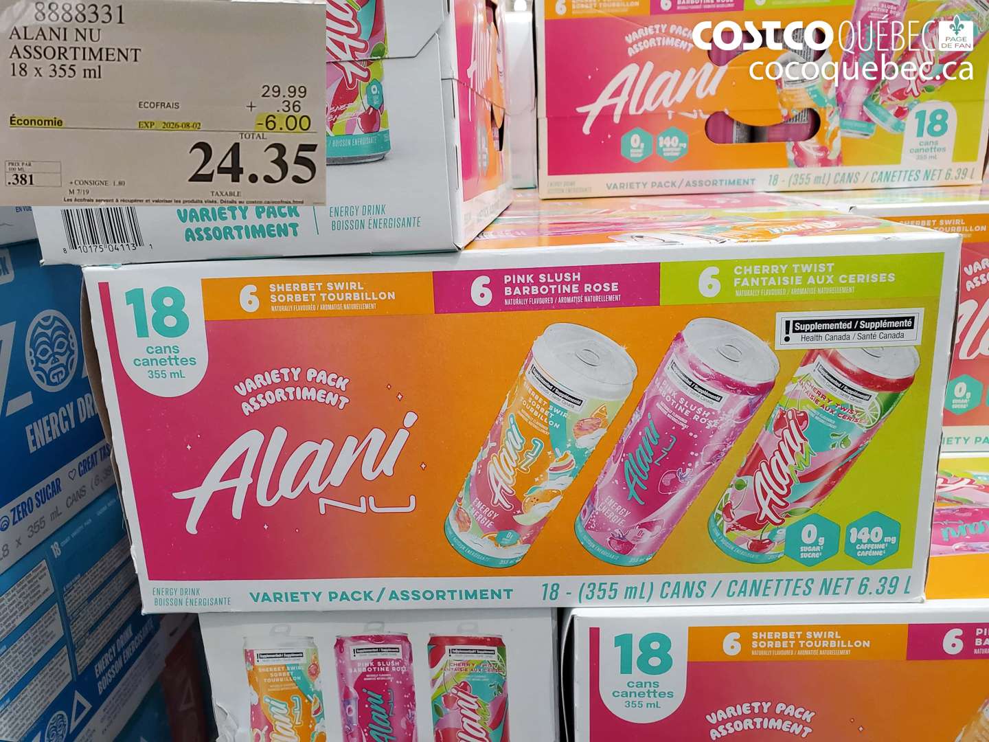 8888331 ALANI NU ASSORTIMENT 18 X 355 ML ($6.00 INSTANT SAVINGS EXPIRES ON 2026-08-02) $24.35
