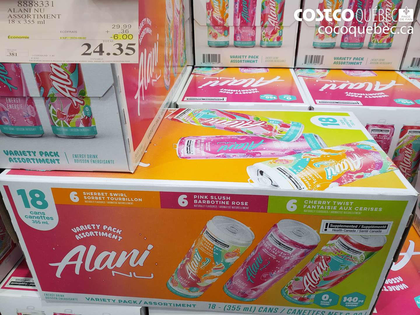 8888331 ALANI NU ASSORTIMENT 18 X 355 ML ($6.00 INSTANT SAVINGS EXPIRES ON 2026-08-09) $24.35