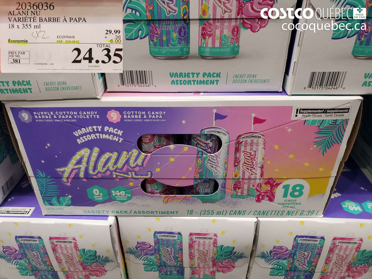 2036036 ALANI NU VARIÉTÉ BARBE À PAPA 18 X 355 ML ($6.00 INSTANT SAVINGS EXPIRES ON 2026-08-02) $24.35