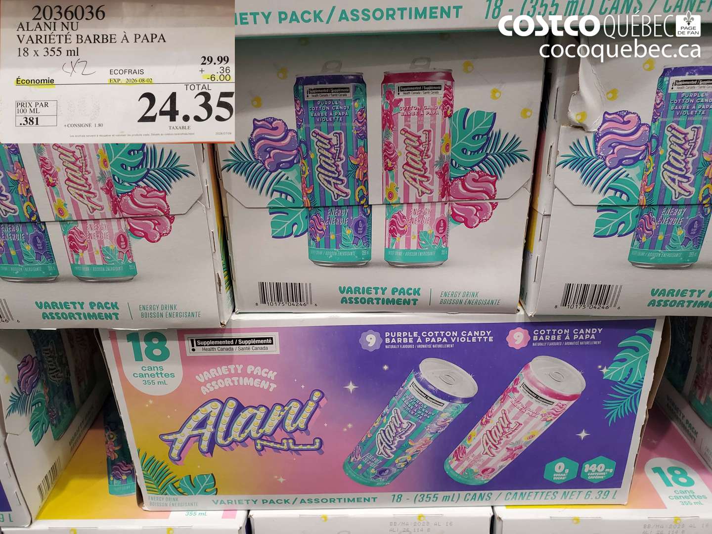 2036036 ALANI NU VARIÉTÉ BARBE À PAPA 18 X 355 ML ($6.00 INSTANT SAVINGS EXPIRES ON 2026-08-02) $24.35
