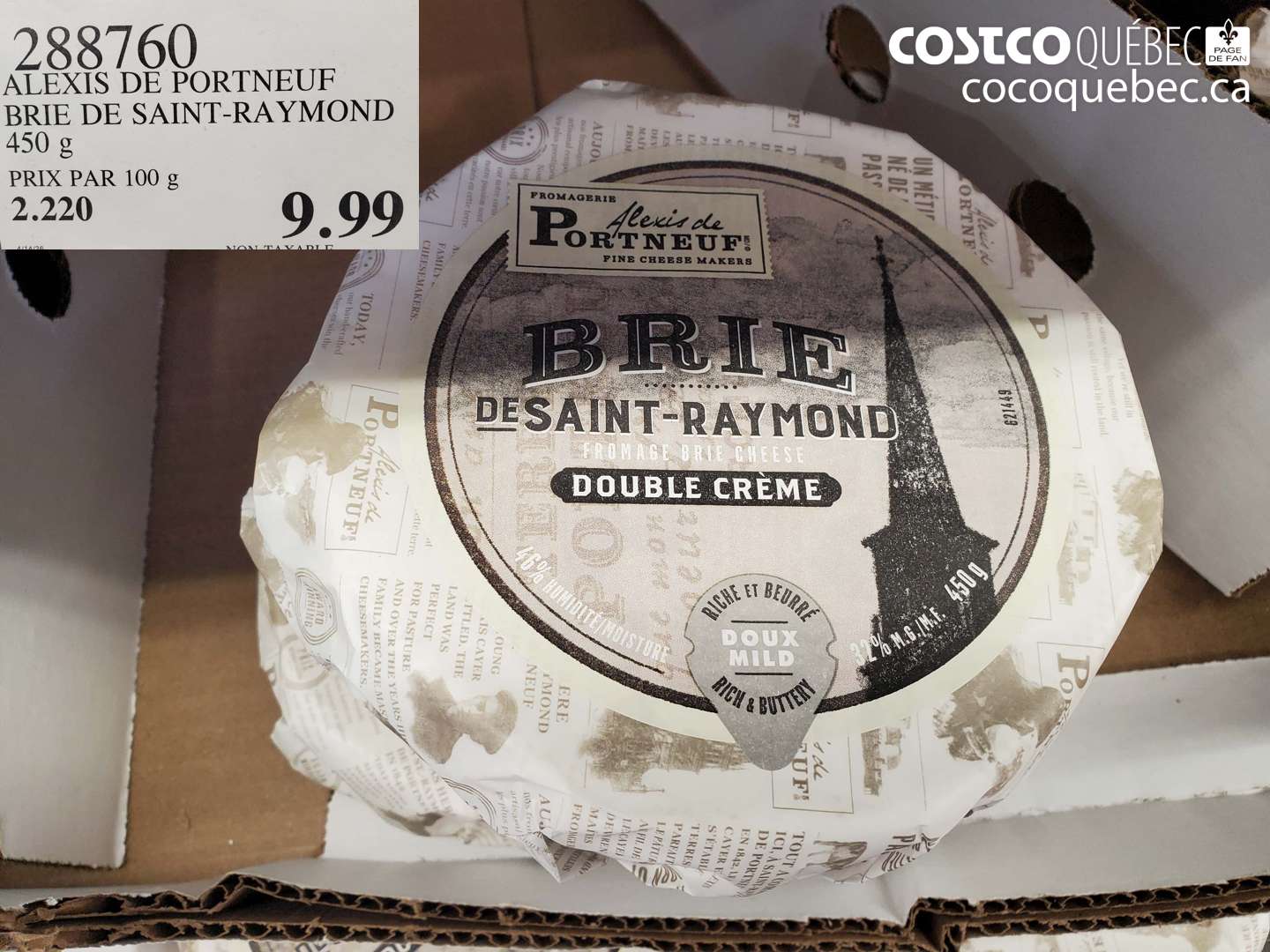 288760 ALEXIS DE PORTNEUF BRIE DE SAINT-RAYMOND 450 G $9.99