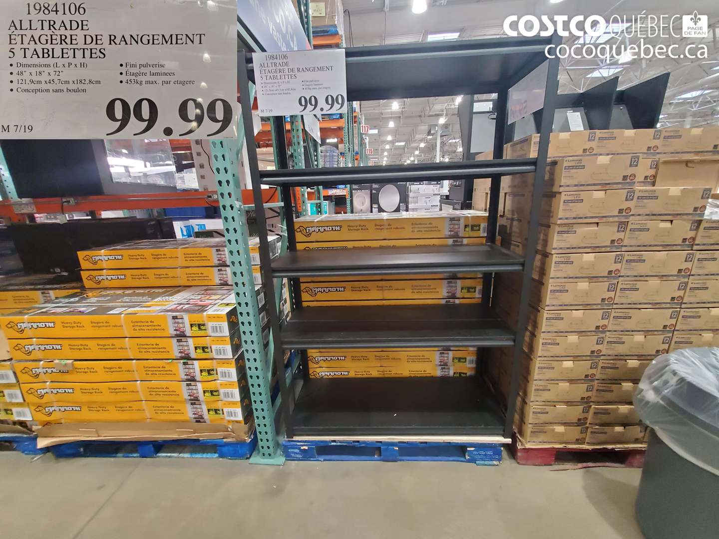 1984106 ALLTRADE ÉTAGÈRE DE RANGEMENT 5 TABLETTES $99.99