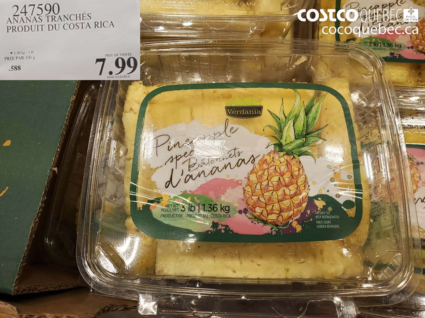 247590 ANANAS TRANCHÉS PRODUIT DU COSTA RICA $7.99
