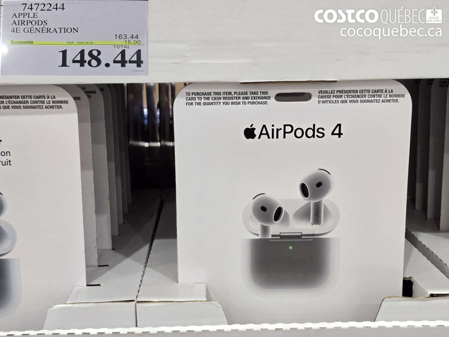 7472244 APPLE AIRPODS 4E GÉNÉRATION ($15.00 INSTANT SAVINGS EXPIRES ON 2026-08-06) $148.44