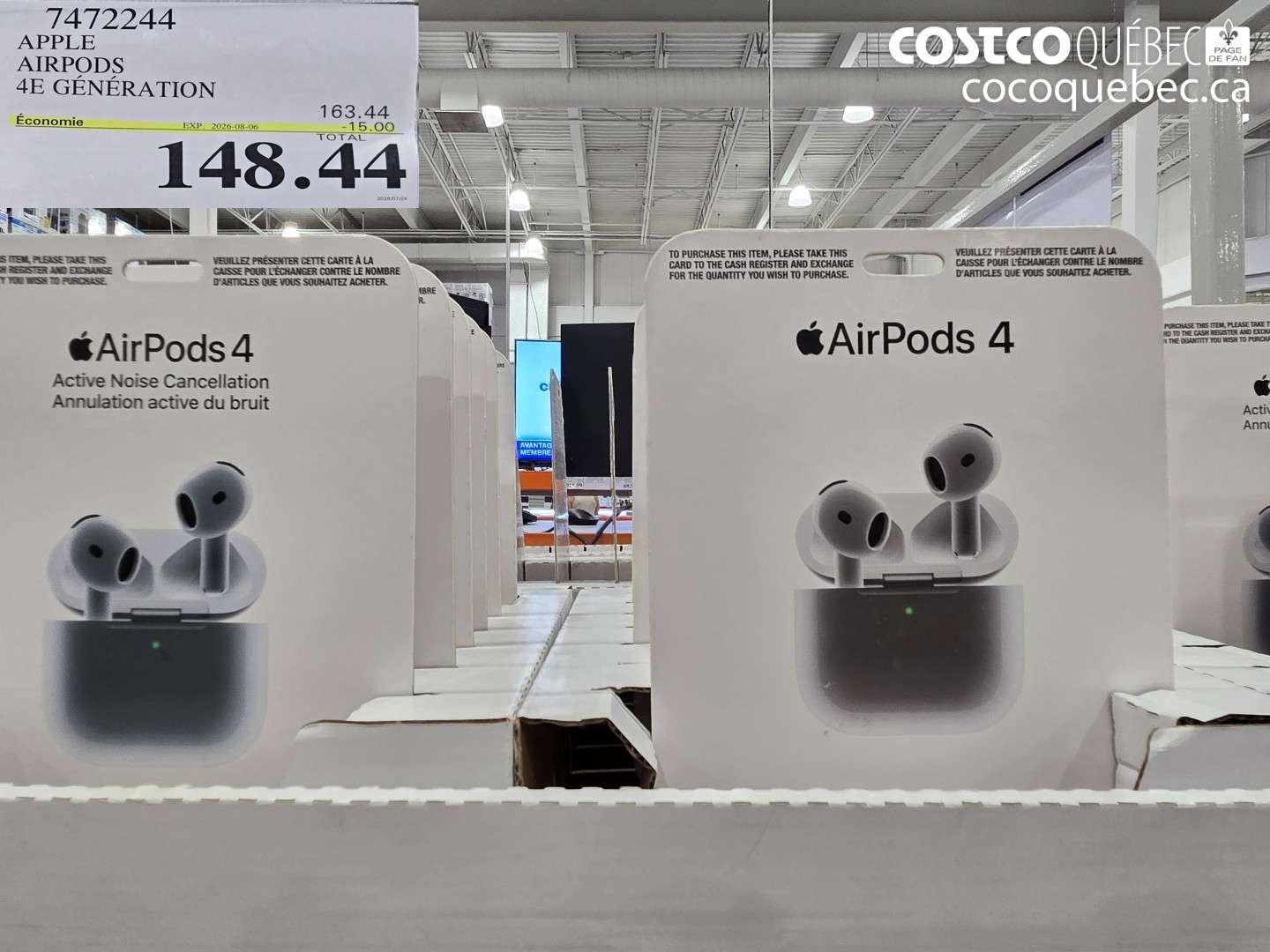 7472244 APPLE AIRPODS 4E GÉNÉRATION ($15.00 INSTANT SAVINGS EXPIRES ON 2026-08-06) $148.44