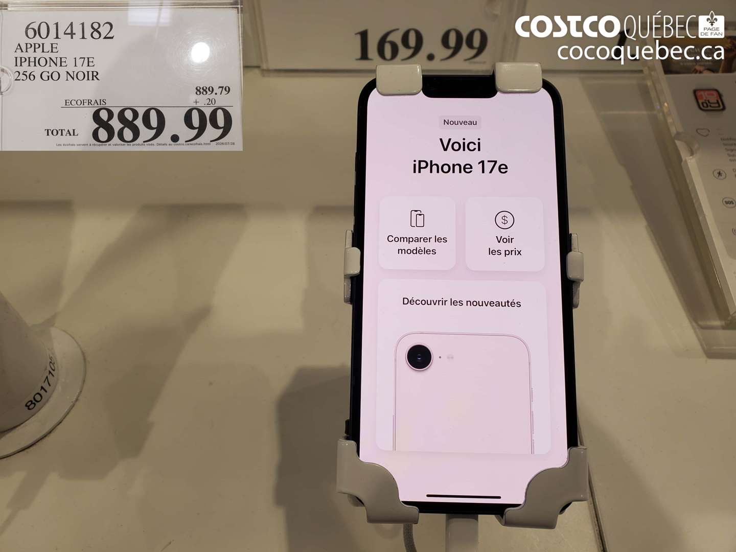 6014182 APPLE IPHONE 17E 256 GO NOIR $889.99