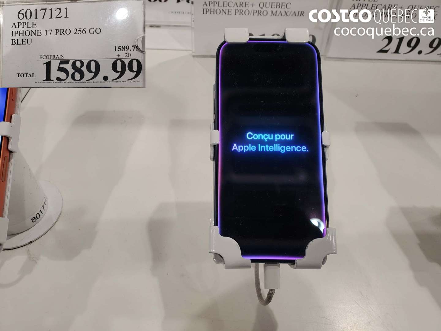 6017121 APPLE IPHONE 17 PRO 256 GO BLEU $1589.99