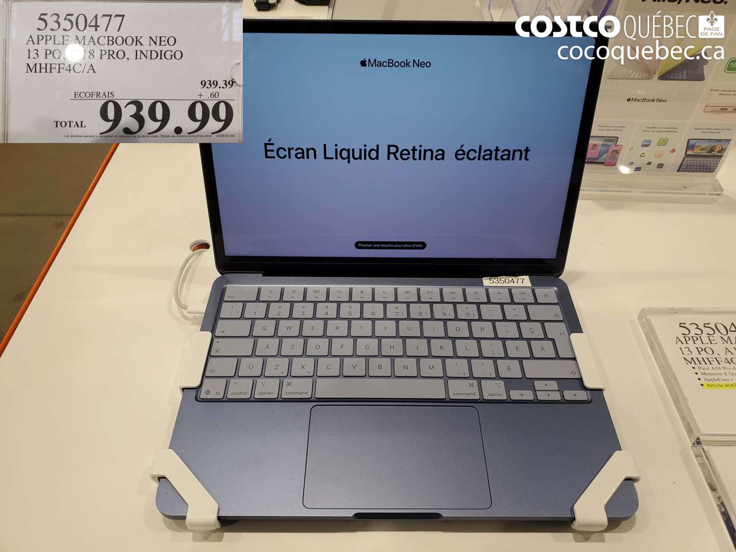 5350477 APPLE MACBOOK NEO 13 PO, M3 8 PRO, INDIGO MHFF4C/A $939.99
