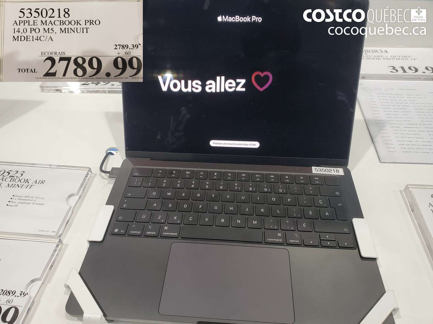 5350218 APPLE MACBOOK PRO 14.0 PO M5, MINUIT MDE14C/A $2789.99