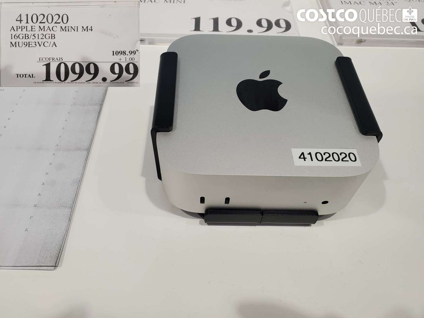 4102020 APPLE MAC MINI M4 16GB/512GB MU9E3VC/A $1099.99
