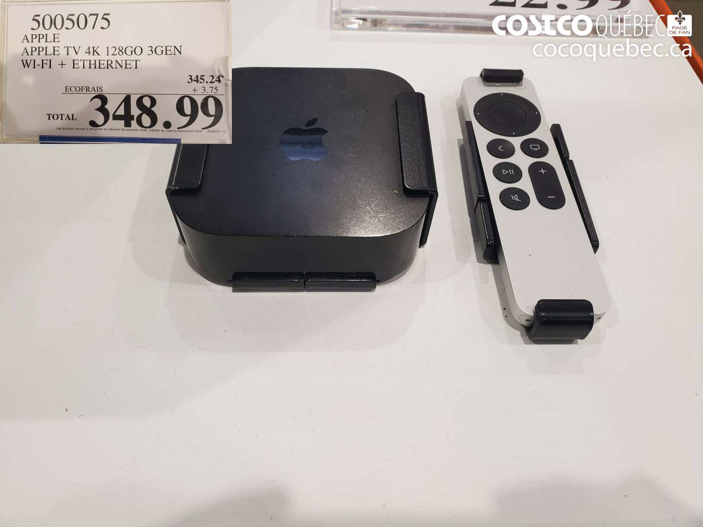 5005075 APPLE TV 4K 128GO 3GEN WI-FI + ETHERNET $348.99