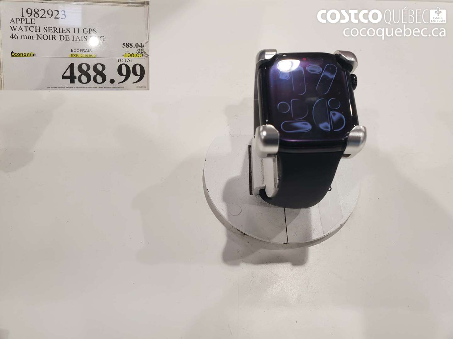 1982923 APPLE WATCH SERIES 11 GPS 46 MM NOIR DE JAIS M/G ($100.00 INSTANT SAVINGS EXPIRES ON 2026-08-06) $488.99