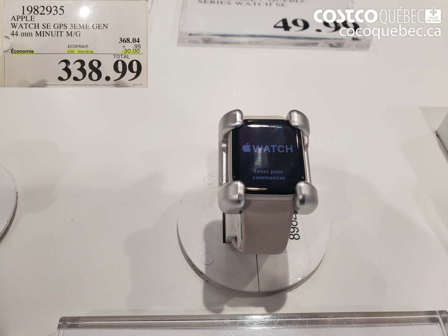 1982935 APPLE WATCH SE GPS 3EME GEN 44 MM MINUIT M/G ($30.00 INSTANT SAVINGS EXPIRES ON 2026-08-06) $338.99