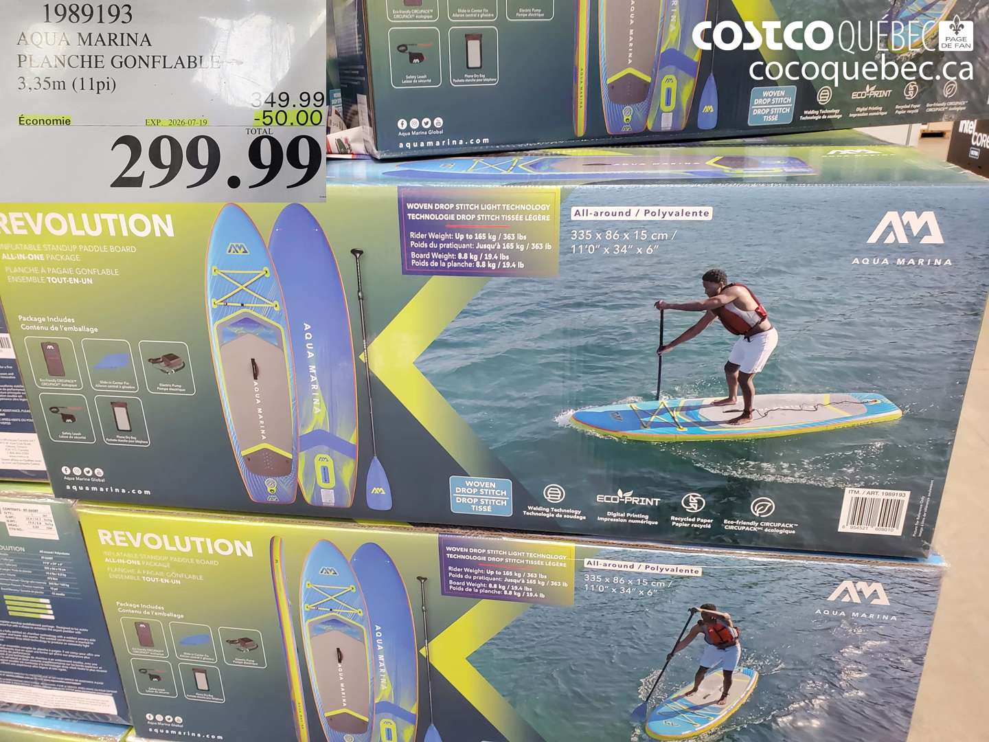 1989193 AQUA MARINA PLANCHE GONFLABLE 3.35M (11PI) ($50.00 INSTANT SAVINGS EXPIRES ON 2026-07-19) $299.99