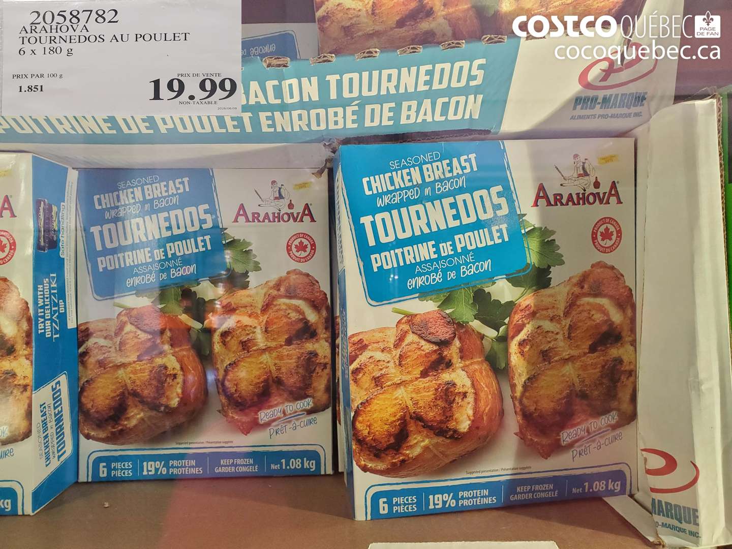 2058782 ARAHOVA TOURNEDOS AU POULET 6 X 180 G $19.99