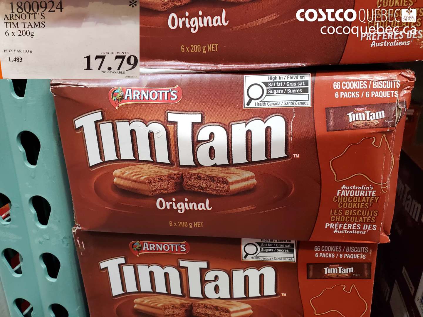 1800924 ARNOTT'S TIM TAMS 6 X 200 G $17.79