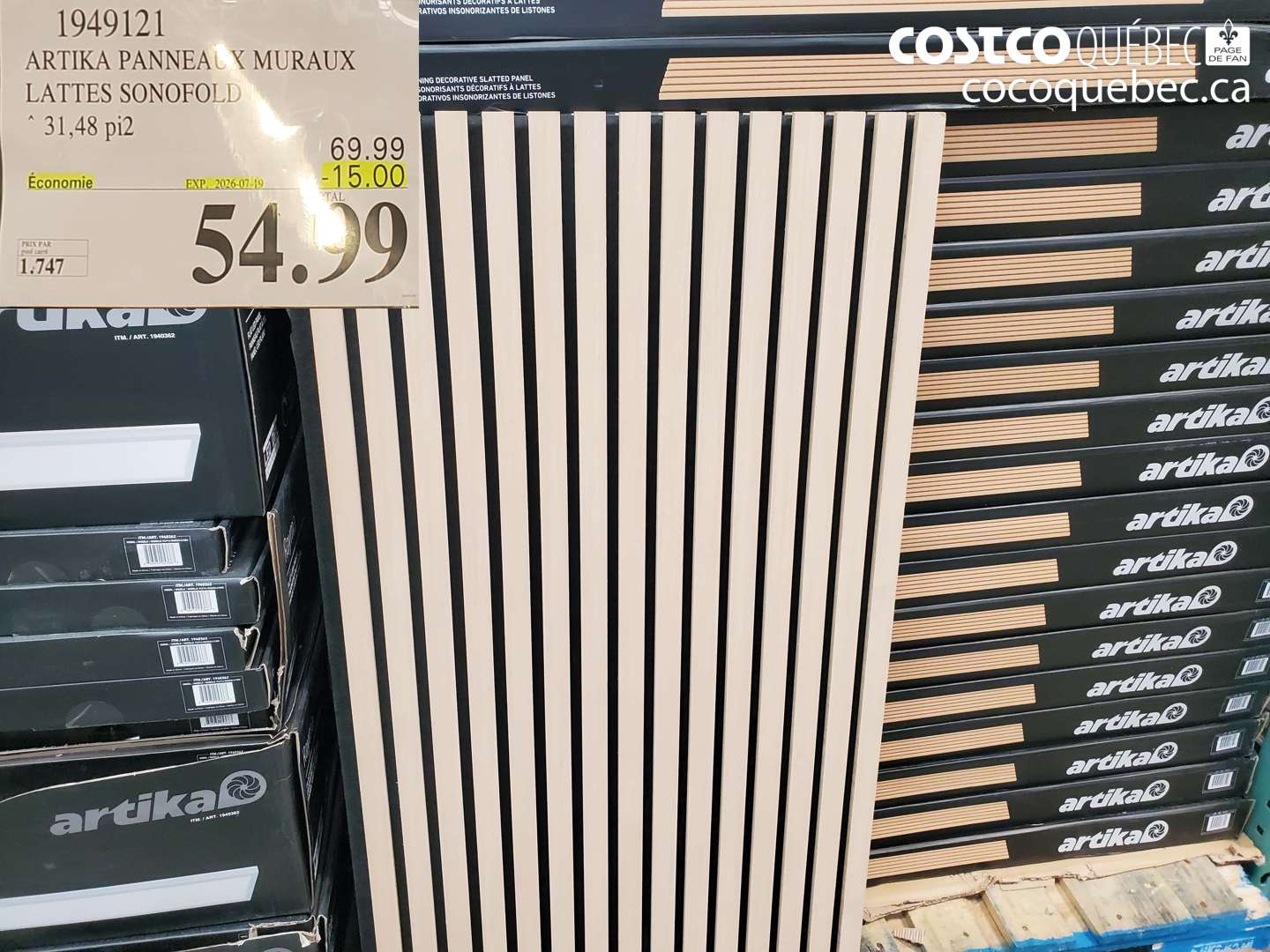 1949121 ARTIKA PANNEAUX MURAUX LATTES SONOFOLD 31,48 PI2 ($15.00 INSTANT SAVINGS EXPIRES ON 2026-07-19) $54.99