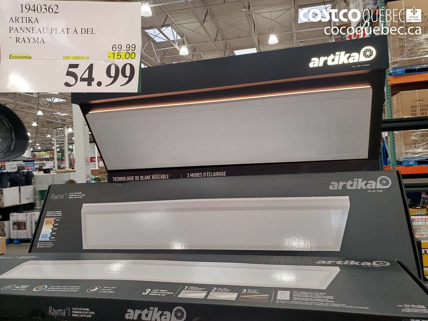 1940362 ARTIKA PANNEAU PLAT À DEL RAYMA ($15.00 INSTANT SAVINGS EXPIRES ON 2026-07-19) $54.99