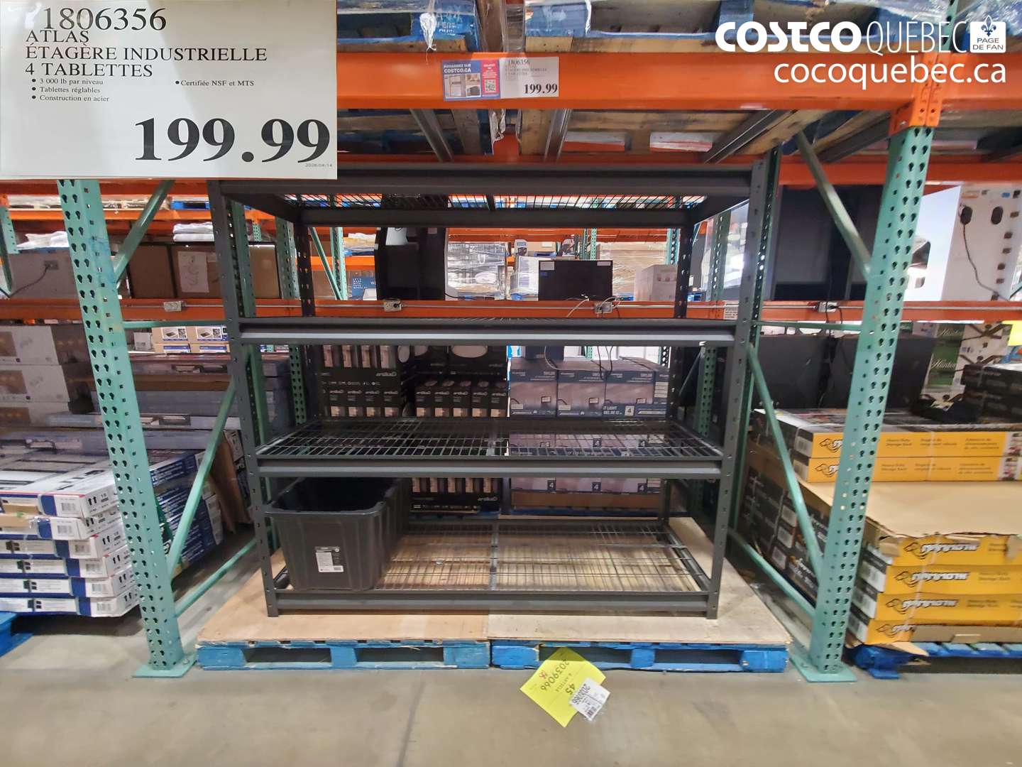 1806356 ATLAS ÉTAGÈRE INDUSTRIELLE 4 TABLETTES $199.99