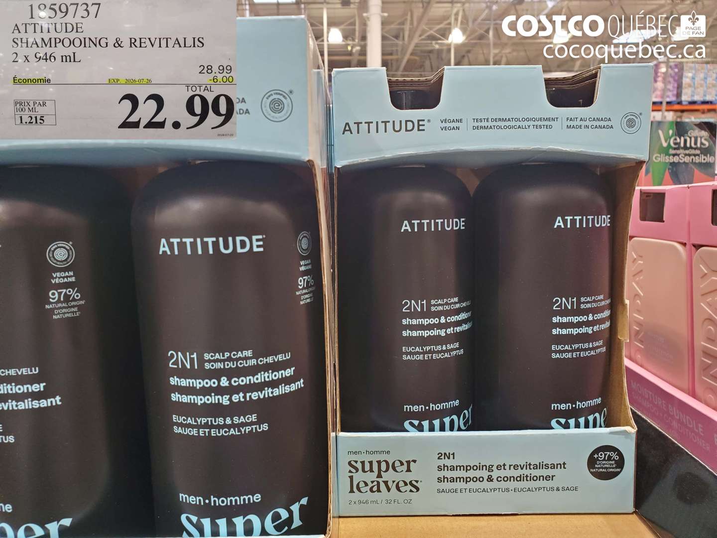 1859737 ATTITUDE SHAMPOOING & REVITALIS 2 x 946 ml ($6.00 INSTANT SAVINGS EXPIRES ON 2026-07-26) $22.99