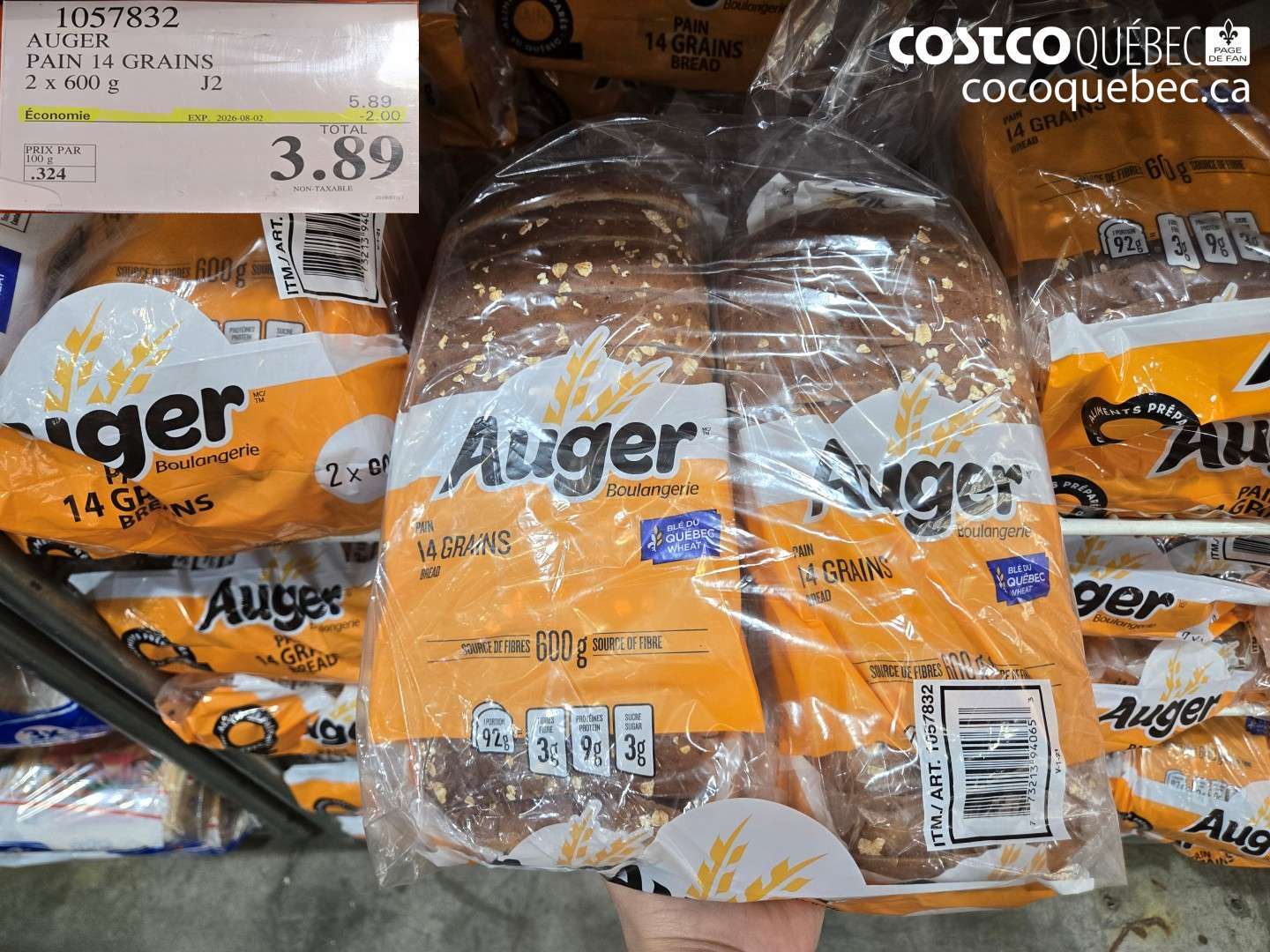 1057832 AUGER PAIN 14 GRAINS 2 X 600 G ($2.00 INSTANT SAVINGS EXPIRES ON 2026-08-02) $3.89
