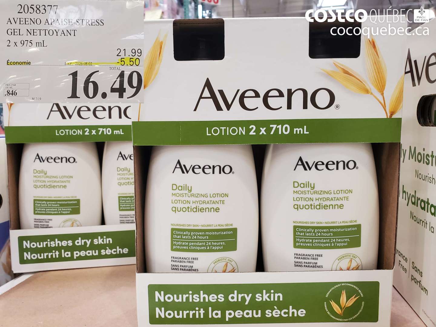 2058377 AVEENO APAISE-STRESS GEL NETTOYANT 2 X 975 ML ($5.50 INSTANT SAVINGS EXPIRES ON 2026-08-02) $16.49