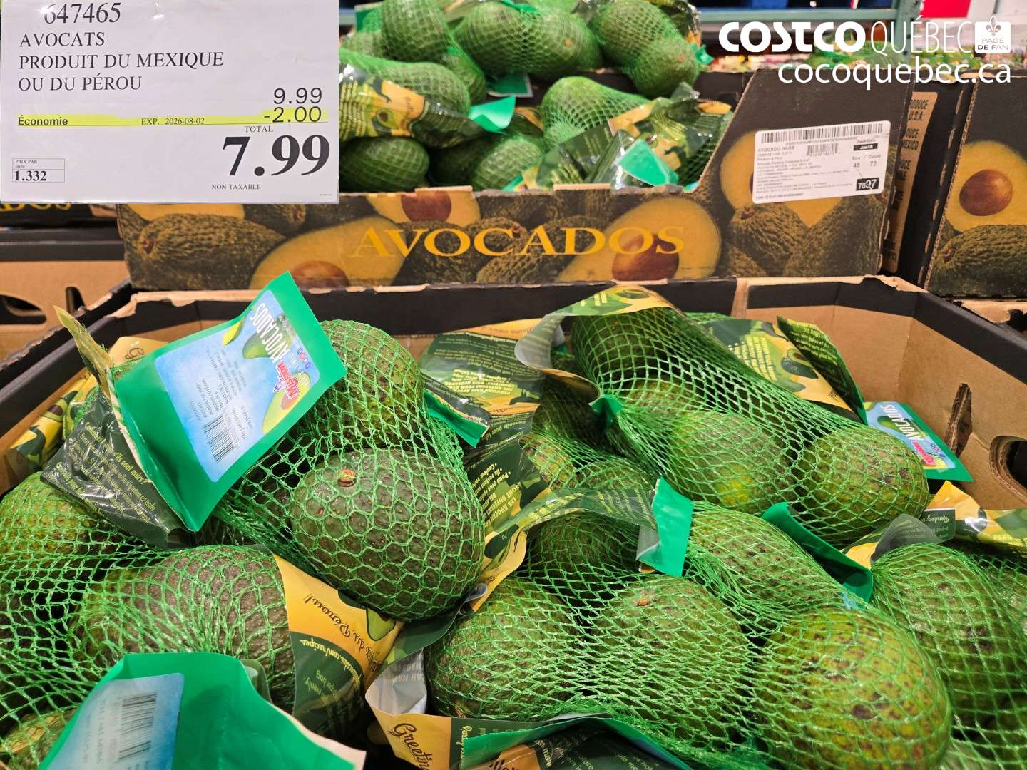 647465 AVOCATS PRODUIT DU MEXIQUE OU DU PÉROU ($2.00 INSTANT SAVINGS EXPIRES ON 2026-08-02) $7.99
