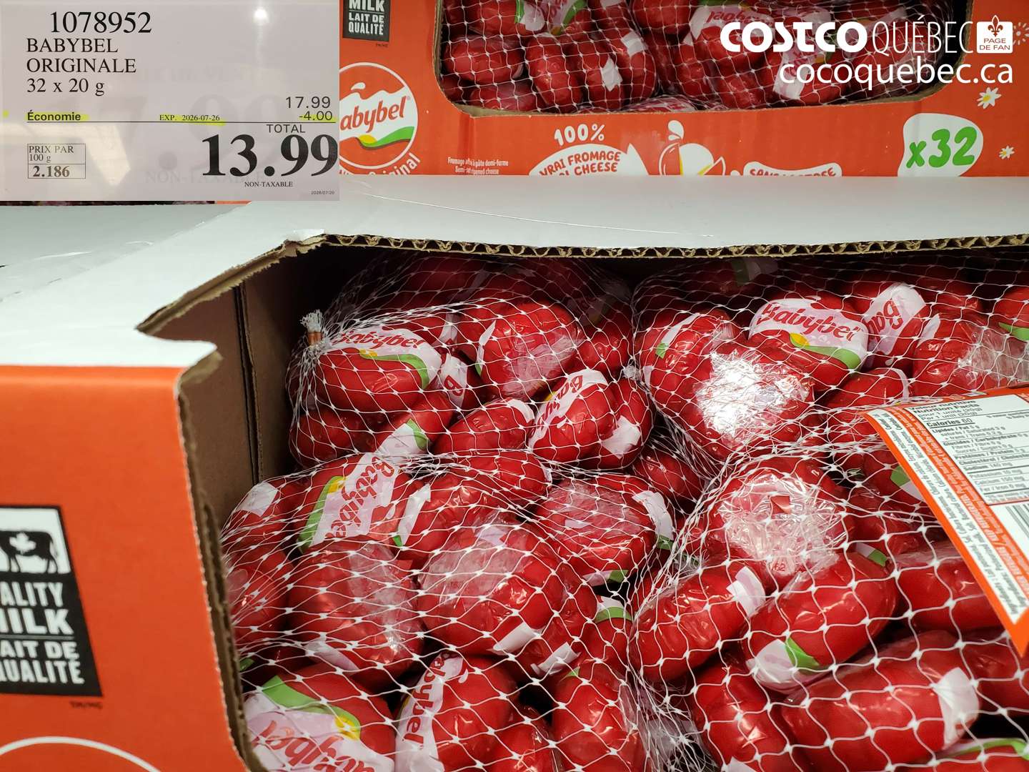 1078952 BABYBEL ORIGINALE 32 X 20 G ($4.00 INSTANT SAVINGS EXPIRES ON 2026-07-26) $13.99