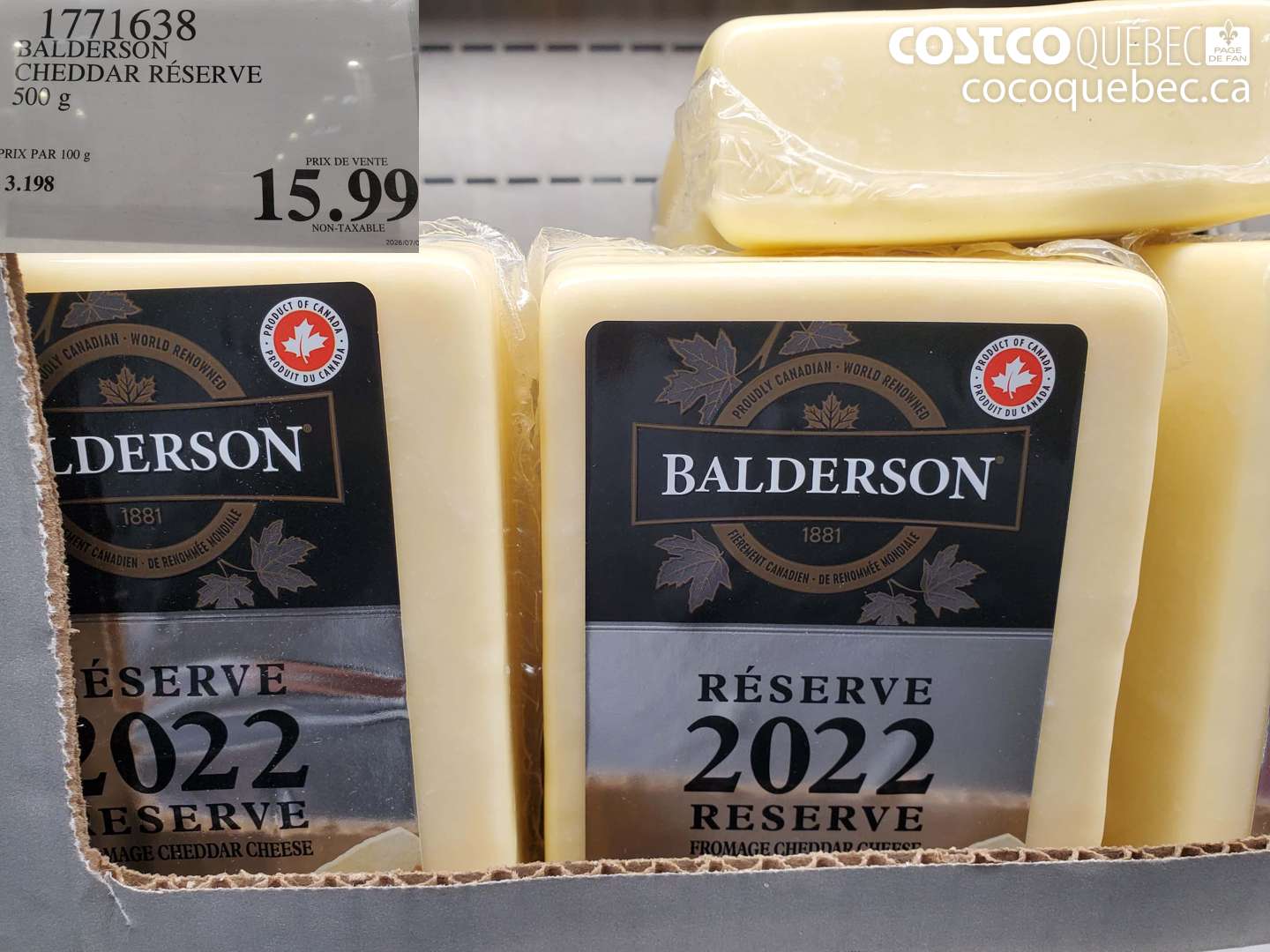 1771638 BALDERSON CHEDDAR RÉSERVE 500 G $15.99