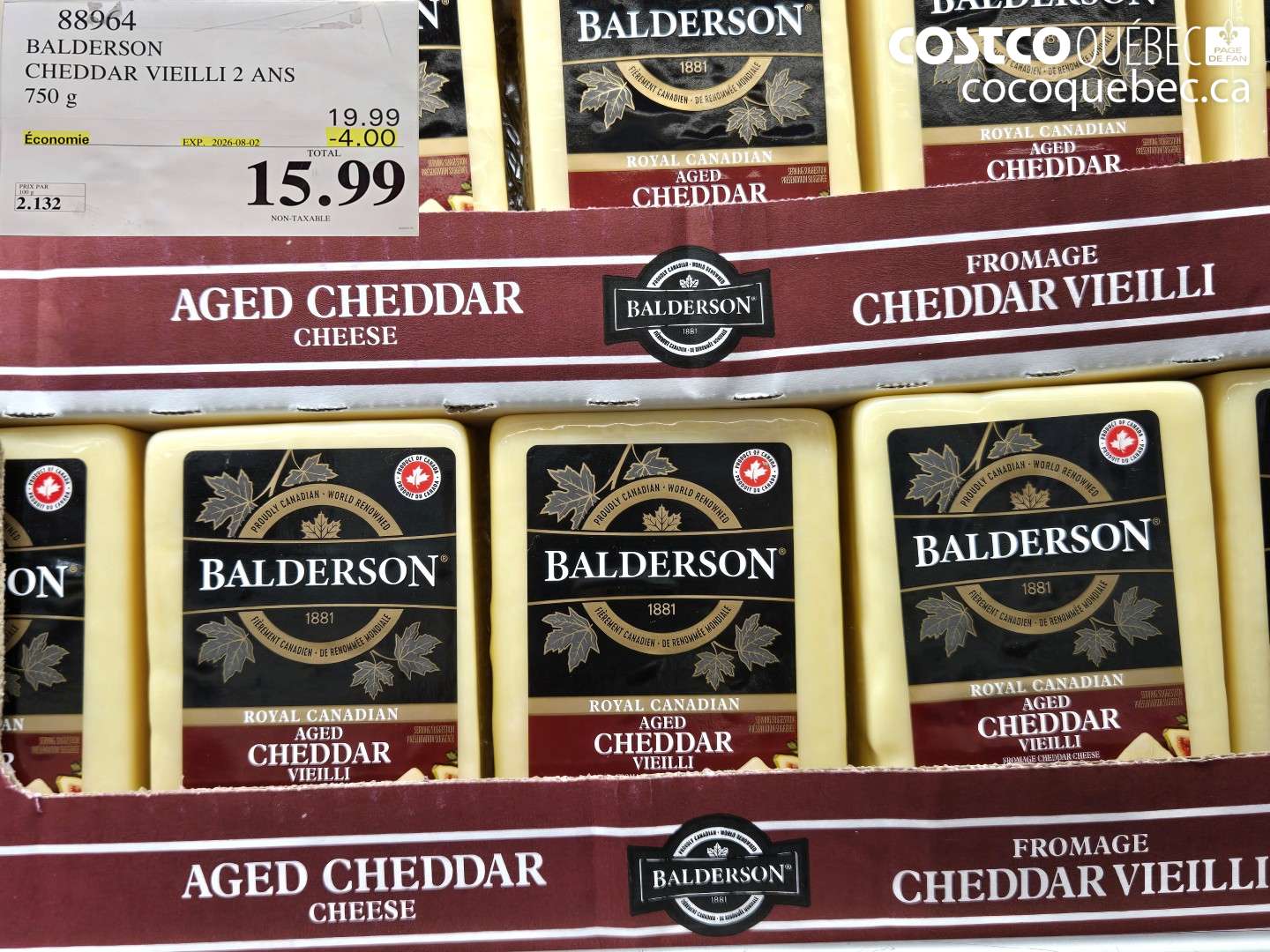 88964 BALDERSON CHEDDAR VIEILLI 2 ANS ($4.00 INSTANT SAVINGS EXPIRES ON 2026-08-02) $15.99