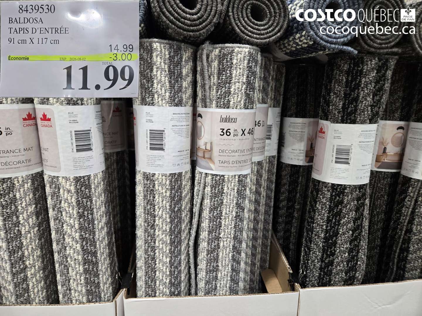8439530 BALDOSA TAPIS D'ENTRÉE ($3.00 INSTANT SAVINGS EXPIRES ON 2026-08-02) $11.99