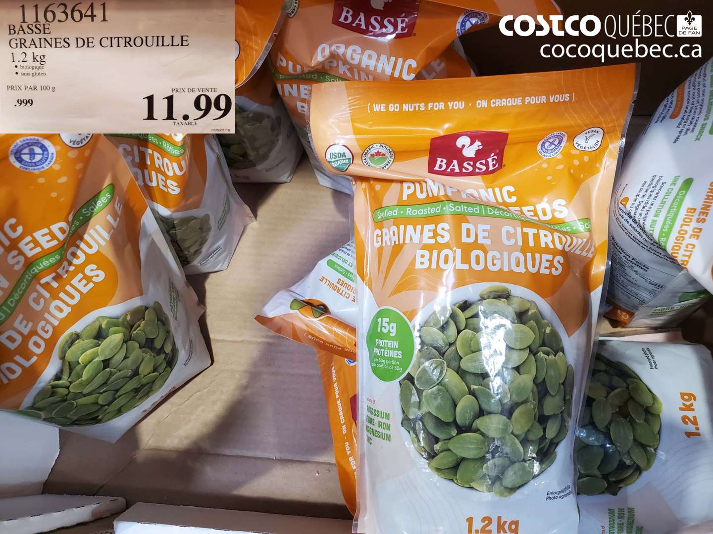 1163641 BASSE GRAINES DE CITROUILLE 1.2 KG $11.99