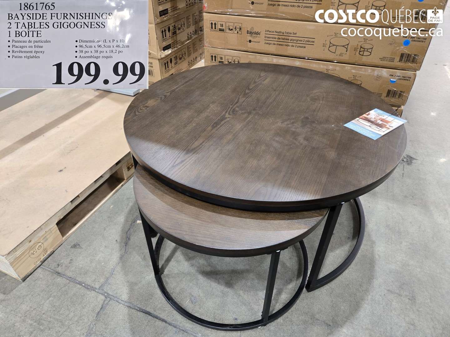 1861765 BAYSIDE FURNISHINGS 2 TABLES GIGOGNESS 1 BOÎTE $199.99