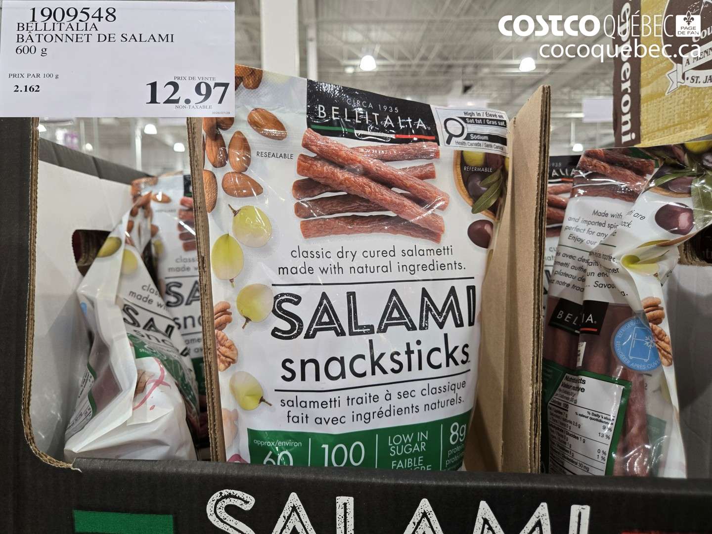 1909548 BELLITALIA BÂTONNET DE SALAMI $12.97