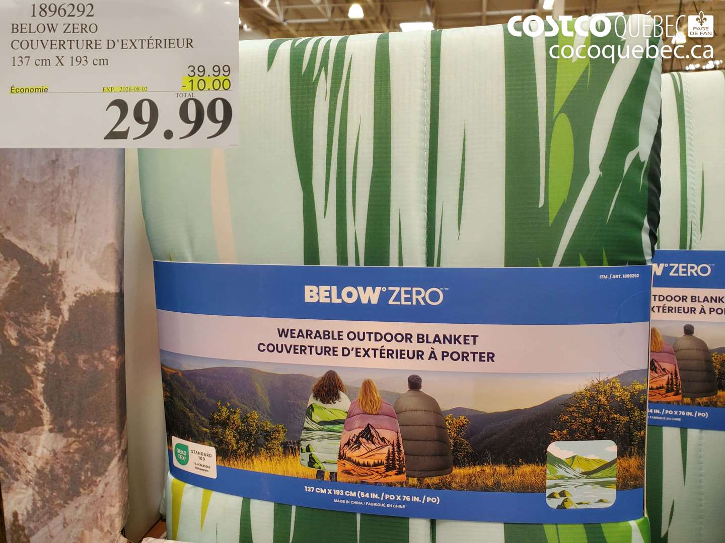 1896292 BELOW ZERO COUVERTURE D'EXTÉRIEUR 137 CM X 193 CM ($10.00 INSTANT SAVINGS EXPIRES ON 2026-08-02) $29.99