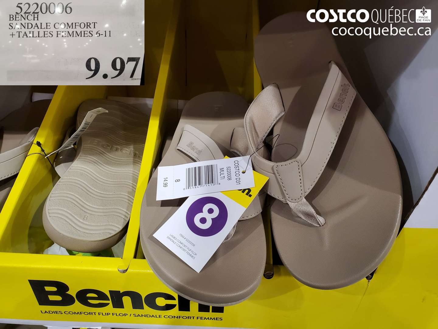 5220006 BENCH SANDALE COMFORT + TAILLES FEMMES 6-11 $9.97