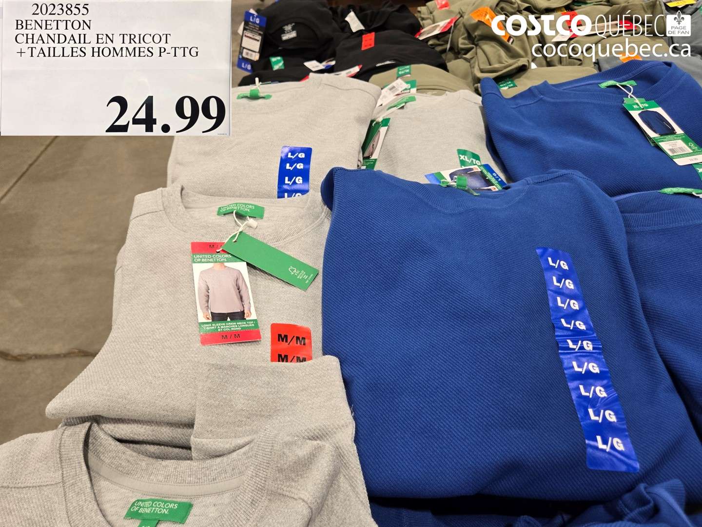 2023855 BENETTON CHANDAIL EN TRICOT + TAILLES HOMMES P-TTG $24.99