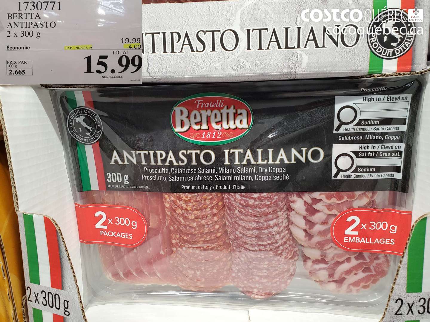 1730771 BERTTA ANTIPASTO 2 X 300 G ($4.00 INSTANT SAVINGS EXPIRES ON 2026-07-19) $15.99