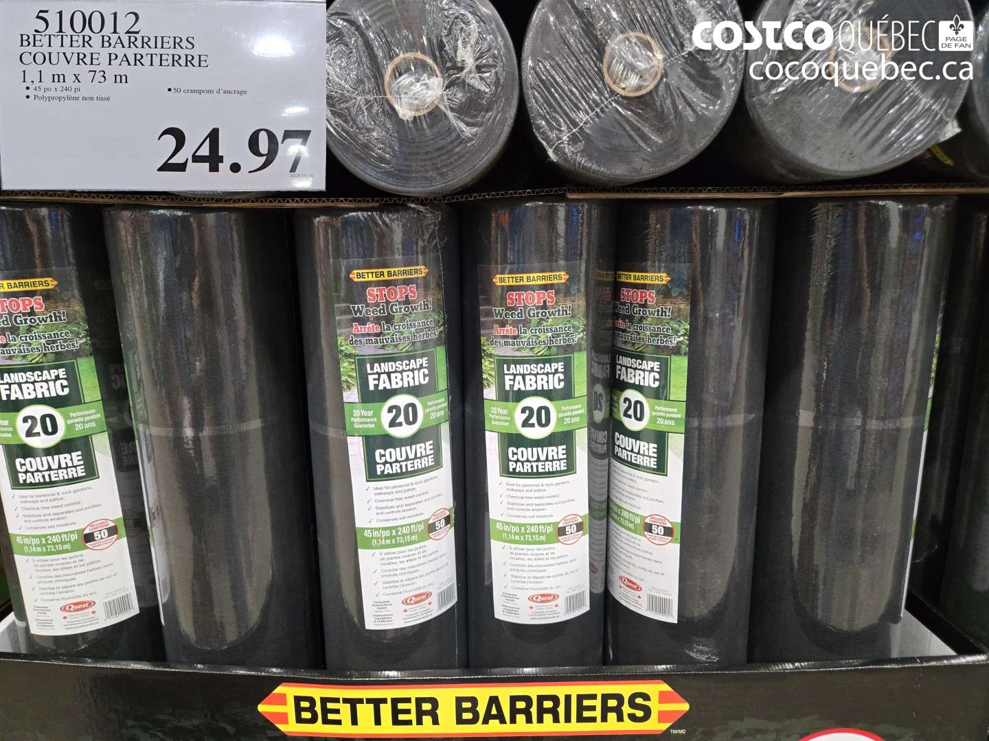 510012 BETTER BARRIERS COUVRE PARTERRE 1.1 M X 73 M $24.97