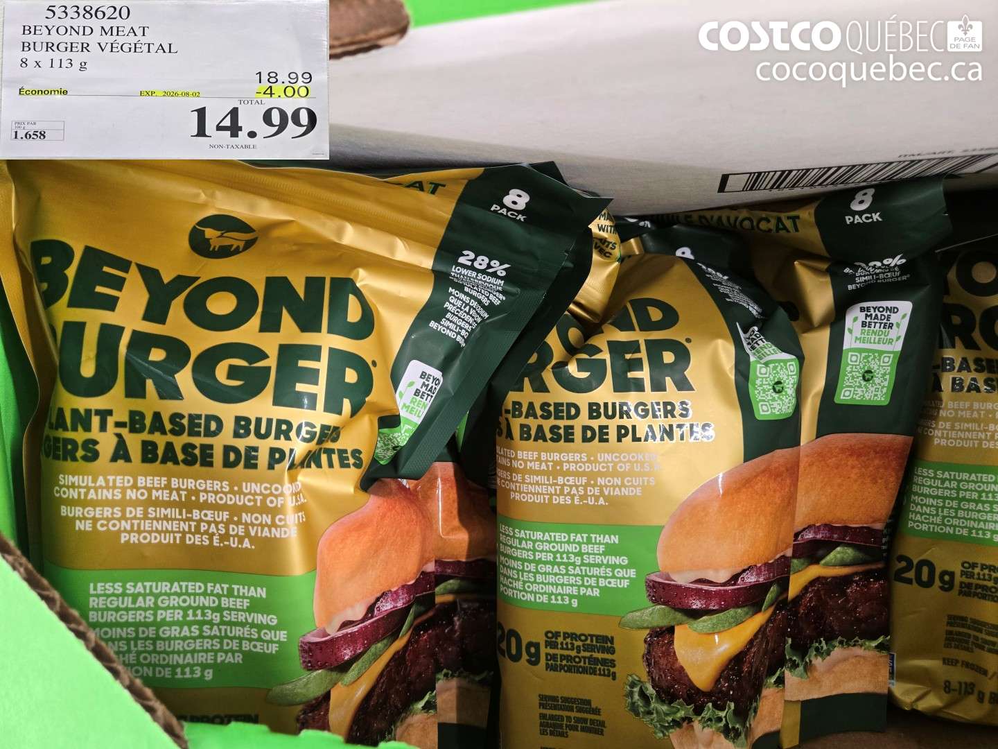5338620 BEYOND MEAT BURGER VÉGÉTAL ($4.00 INSTANT SAVINGS EXPIRES ON 2026-08-02) $14.99