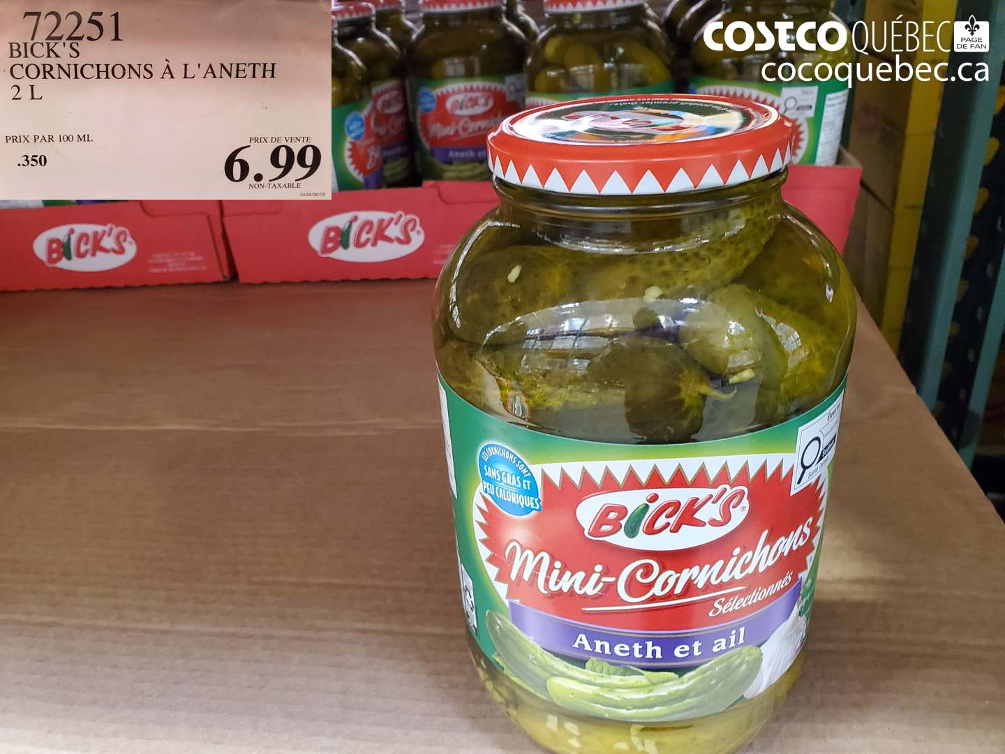 72251 BICK'S CORNICHONS À L'ANETH 2 L $6.99